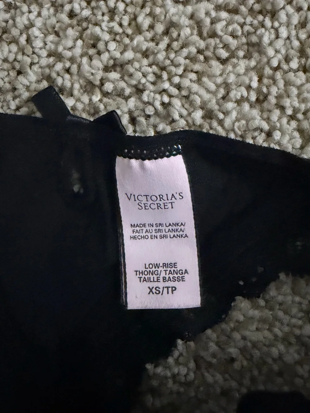 Victoria's Secret Black Low-Rise Lace Trim Thong